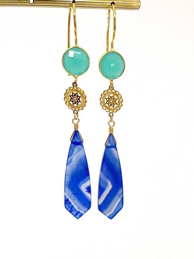 Boucles en Agate bleu roi 