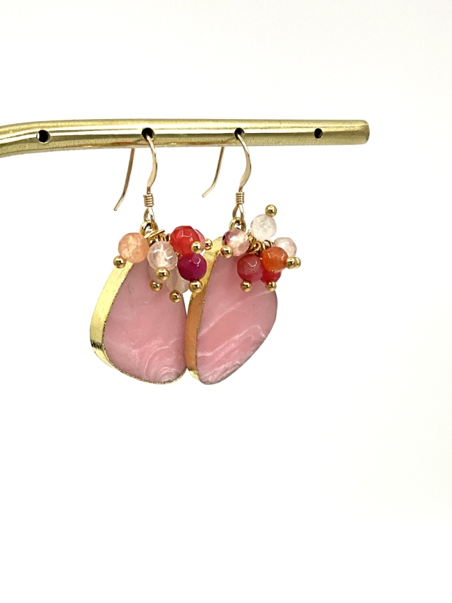 Boucles en Rhodochrosite et Agate