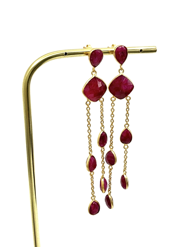 Boucles d'oreilles   Rubis rose naturel