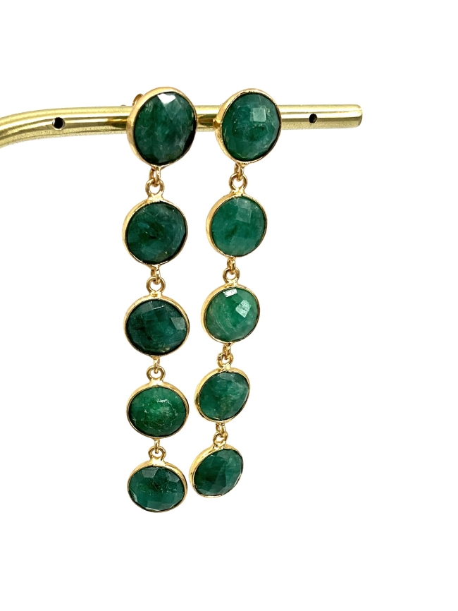 Boucles d'oreilles Emeraude naturelle