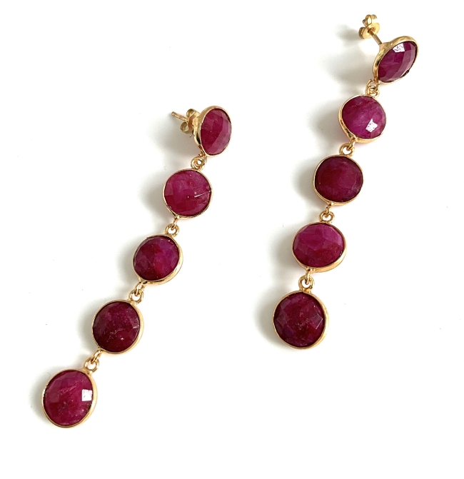 Boucles d'oreilles Rubis rose naturel